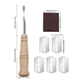 1pc European Baguette Cutter Wooden Handle Curved Scoring Knife Stainless Steel Bread Trimming Knife Dough Flat Dividing Knife Kitchen Tools