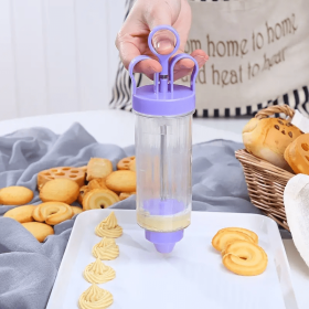 1pc Cookie Press; Clear Cookie Press Gun Kit; Multifunctional Cake Piping Gun; Cookie Press For Baking With Discs And Nozzles; Cookie Gun Press