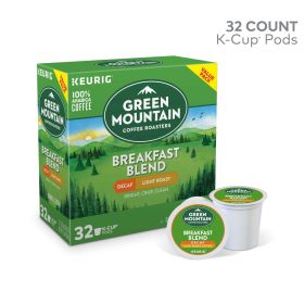 Green Mountain Coffee Decaf Breakfast Blend K-Cup Pods, Light Roast, 32 Count for Keurig Brewers