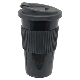 Mainstays Travel Cup with Ribbed Soft Grip, Single Cup, Rich Black, 18 oz