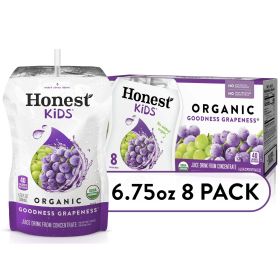 Honest Kids Organic Goodness Grapeness Grape Fruit Juice, 6.75 fl oz, 8 Pouches