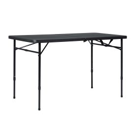 4 Foot Fold-In-Half Adjustable Table, Rich Black