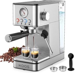 KOIOS Espresso Machines, 20 Bar Semi-Automatic Espresso Maker with Foaming Steam Wand, 1200W Stainless Steel Espresso Coffee Maker for home, 58oz remo