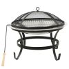 2-in-1 Fire Pit and BBQ with Poker 22"x22"x19.3" Stainless Steel