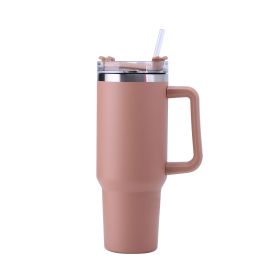30OZ Straw Coffee Insulation Cup With Handle Portable Car Stainless Steel Water Bottle LargeCapacity Travel BPA Free Thermal Mug (Capacity: 1PC, Color: 30oz Brown)