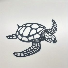 1pc, Metal Sea Turtle Ornament Beach Theme Decor Wall Art Decorations Wall Hanging For Indoor Living Room Decor (Color: Black, size: 15.75inch×14.57inch)