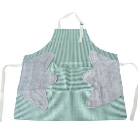 1pc Striped Linen Aprons, Adjustable Kitchen Cooking Apron, Cotton And Linen Machine Washable With 2 Pockets (Color: Blue, size: 27.6x26.8inch (70x68cm))