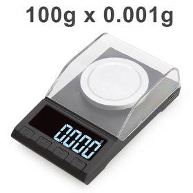 0.001g High Precision digital Carat Scale Medicinal Electronic Jewelry Scales Gold Germ Laboratory Balance milligram scale (Color: 100g 0.001g, Ships From: China)