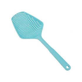 1pc Kitchen Gadget Colander Spatula Leaking Net Strainer Soup Spoon Line Leak Thick Nylon Large Spoon Silicone Leak Ice Shovel 13.5in*4.92in (Color: Blue)