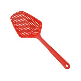 1pc Kitchen Gadget Colander Spatula Leaking Net Strainer Soup Spoon Line Leak Thick Nylon Large Spoon Silicone Leak Ice Shovel 13.5in*4.92in (Color: Red)