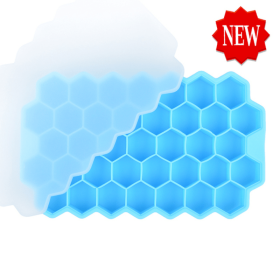 1pc Ice Tray Mold Honeycomb Silicone Ice Tray Hexagonal Ice Tray 37 Honeycomb Ice Trays (Color: Blue)