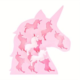 1pc Unicorn Silicone Ice Cube Molds And Tray Chocolate Candy Soap Jelly Cookie Gummy Wax Resin (Color: Pink)