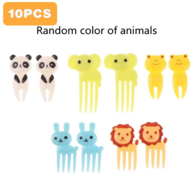 10PCS Cute Fruit Fork; Reusable Mini Animal Forks; Food; Cakes; Snacks; Fruit Decorations; Suitable For Children (Color: Elephant)