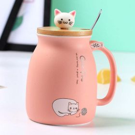 Cartoon Cat Ceramic Coffee Mug (Color: Pink)